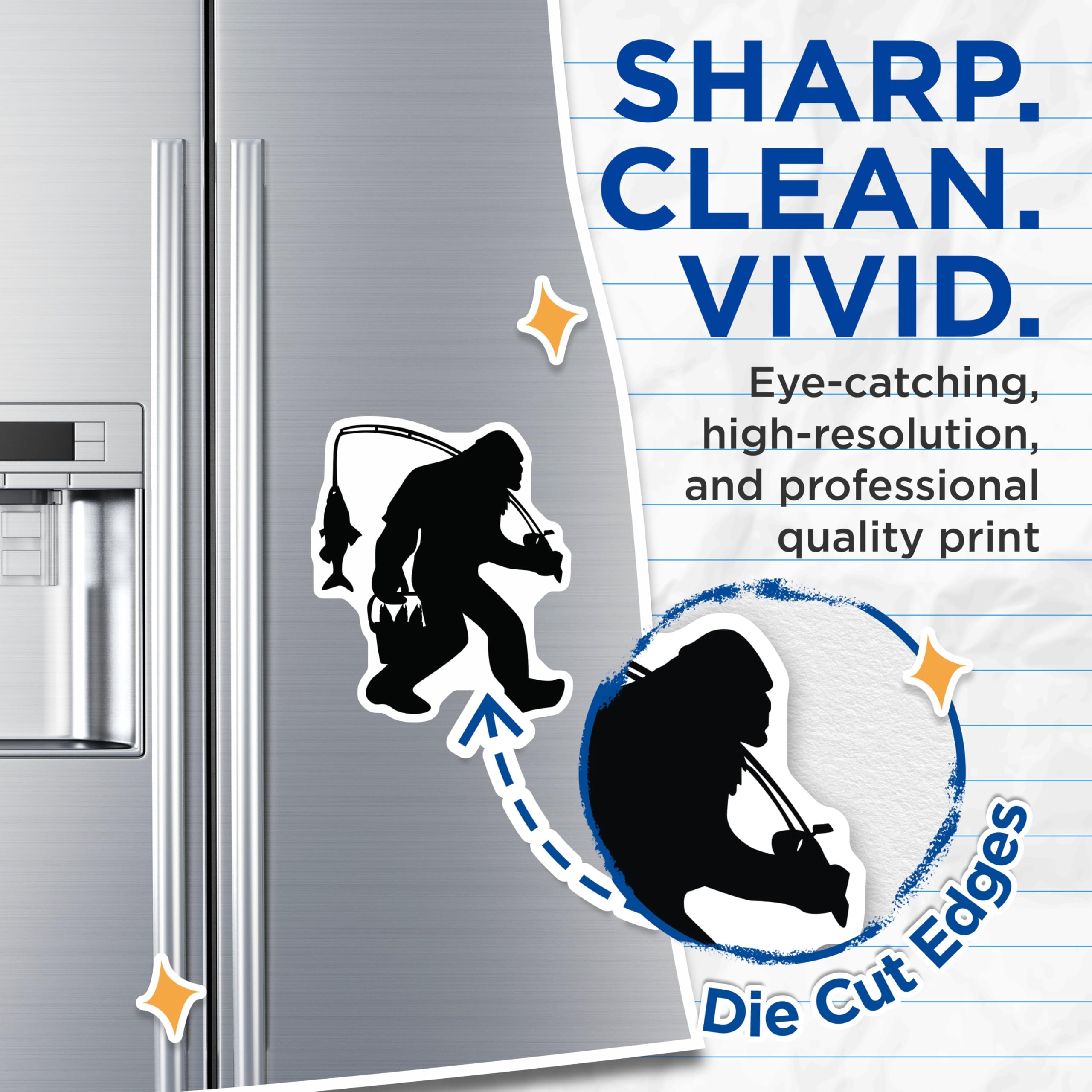 (2 Pack) Bigfoot Fishing Silhouette Magnets - Sasquatch Outdoors Adventure - Humorous Cryptid Refrigerator Magnet - 5 Inches On Longest Side - Thick Durable Magnet - Made in USA - MAG22694
