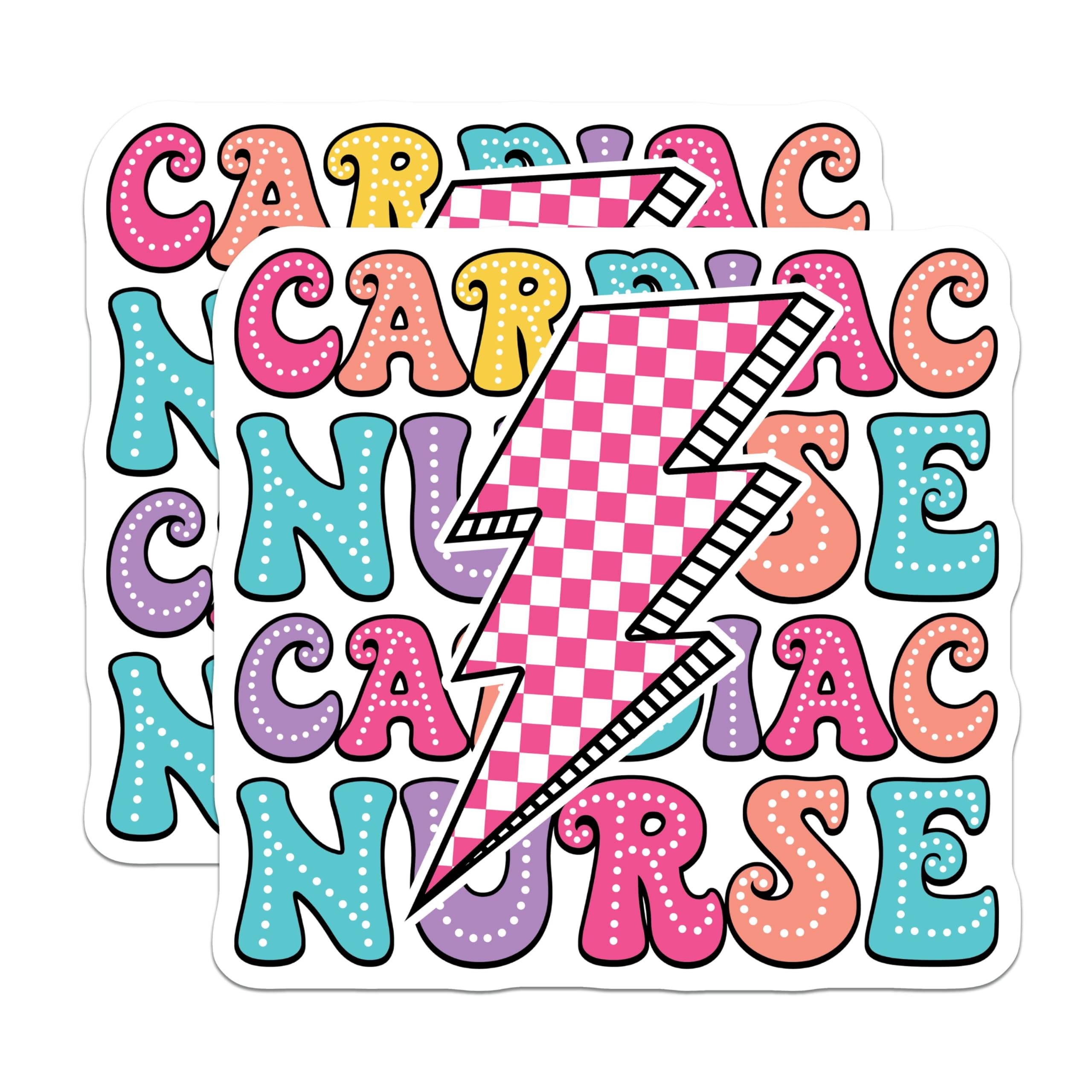 (2 Pack) Cardiac Nurse Stickers - Lightning Bolt - Medical Professional Decal - 5" On Longest Side - Sticks to Smooth Flat Surfaces - Made in USA - BMCS9132