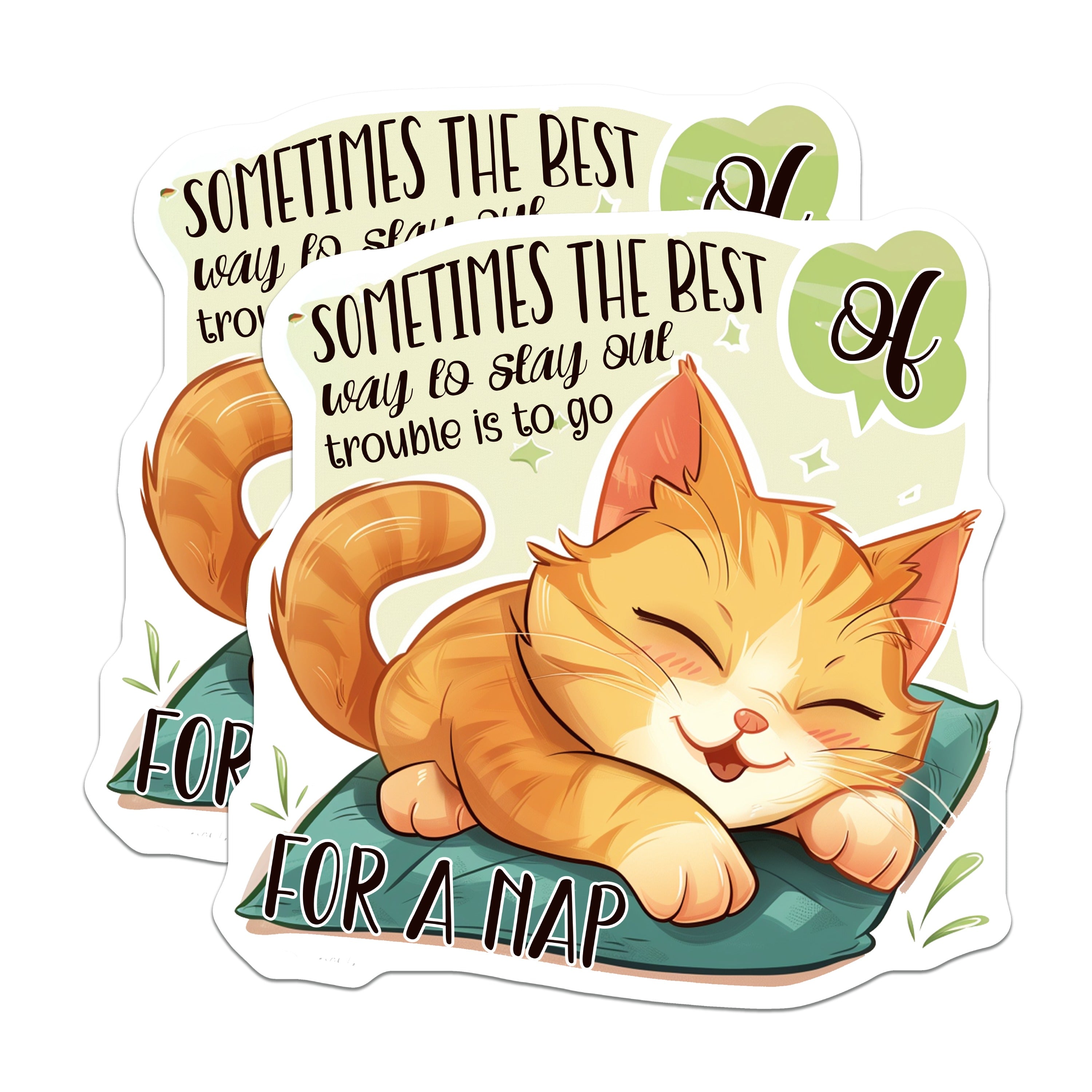 (2 Pack) Cute Cat Napping Magnets - Funny Sleep Quote - Refrigerator Decoration - 5 Inches On Longest Side - Thick Durable Magnet - Made in USA - MAG38286