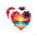 (2 Pack) Beach Sunset Magnets - Tropical Vacation Decor - Heart Shape Art - 5 Inches On Longest Side - Thick Durable Magnet - Made in USA - MAG25931