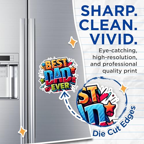 (2 Pack) Best Dad Ever Magnets - Father's Day Magnets - Bright Colorful Design Magnets- 5" On Longest Side - for Fridges, Toolboxes, Cars - Made in USA - MAG2698