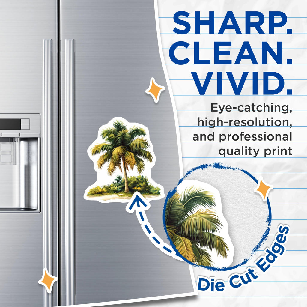 (2 Pack) Palm Tree Magnets - Tropical Decor - Beach House Art - Summer Vacation Vibes - 5 Inches On Longest Side - Thick Durable Magnet - Made in USA - MAG29734
