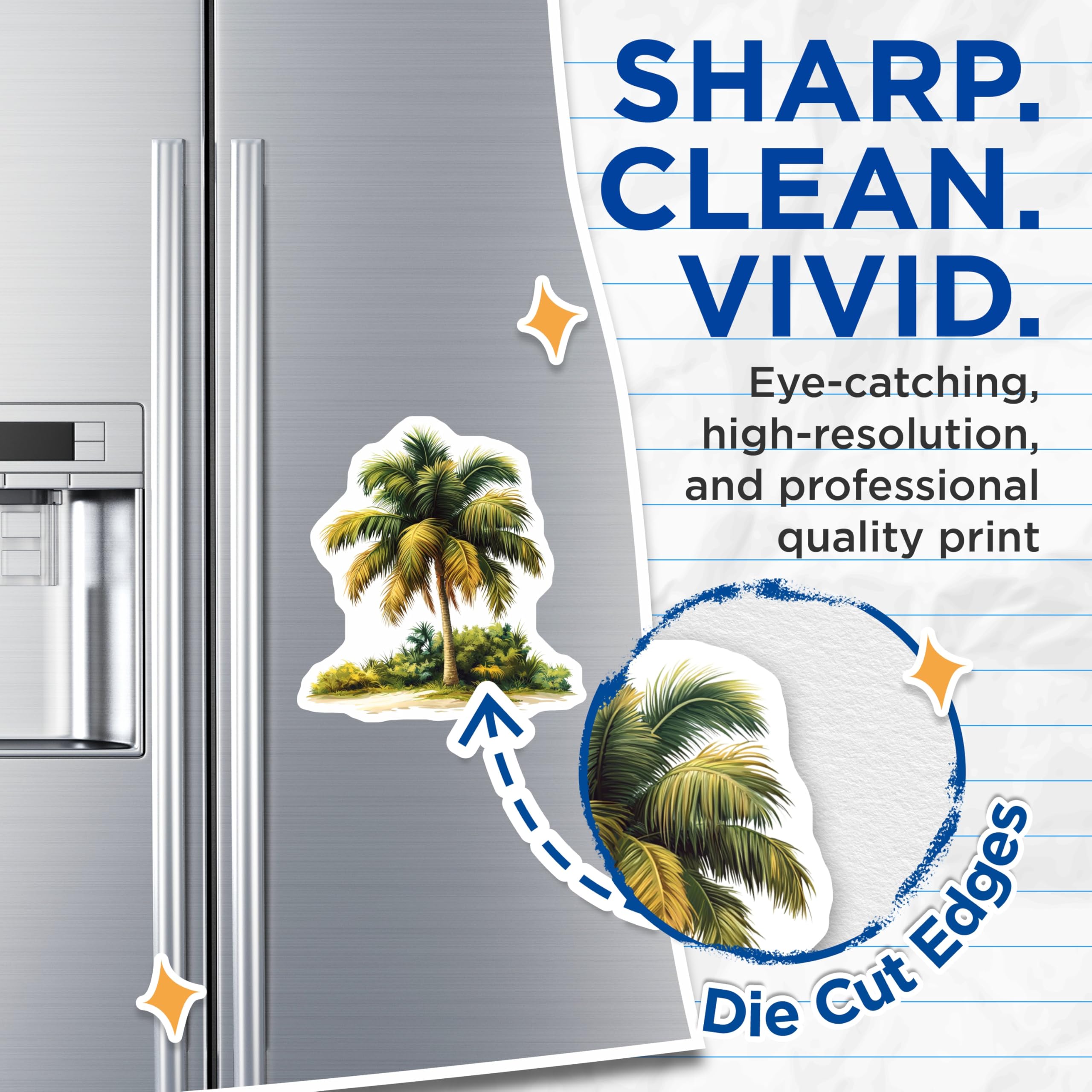 (2 Pack) Palm Tree Magnets - Tropical Decor - Beach House Art - Summer Vacation Vibes - 5 Inches On Longest Side - Thick Durable Magnet - Made in USA - MAG29734