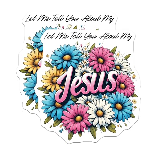 (2 Pack) Christian Jesus Stickers - Religious Faith Stickers - Inspirational Floral Stickers - 5" On Longest Side - Sticks to Smooth Flat Surfaces - Made in USA - BMCS3744