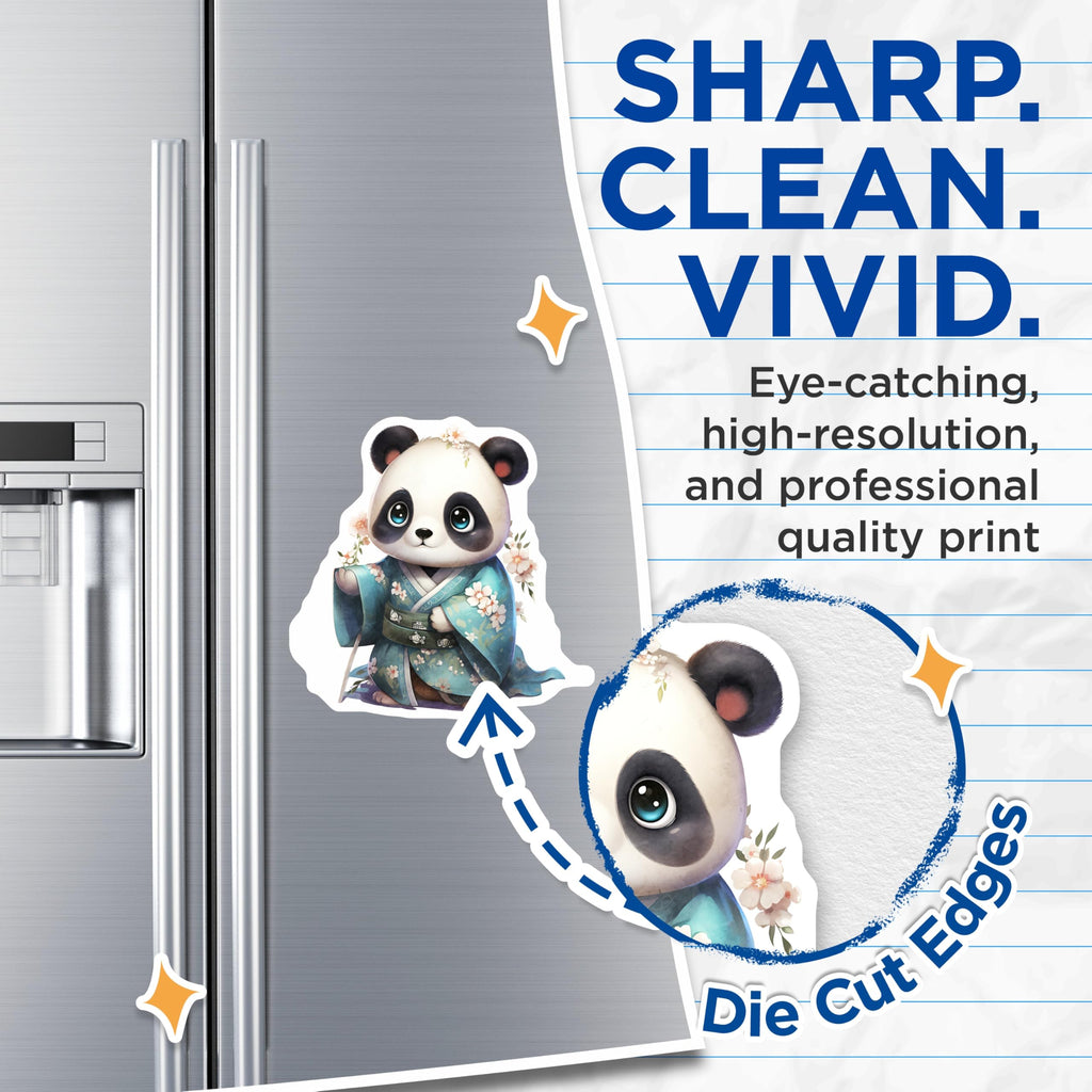 (2 Pack) Panda Bear Magnets - Cute Animal Fridge Magnets - Kimono Panda Refrigerator Decals - 5" On Longest Side - Premium Magnet - for Cars, Refrigerators, Toolboxes, Lockers - Made in USA - MAG16528