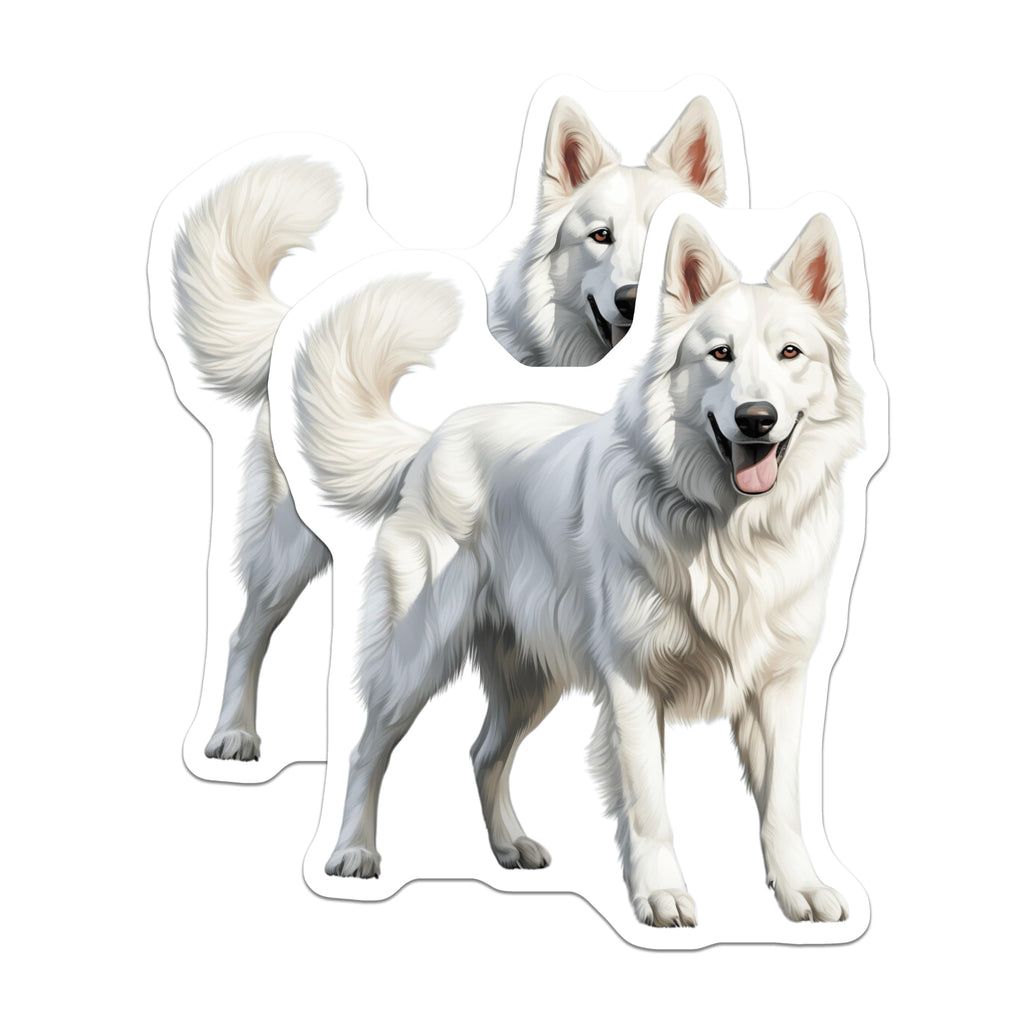 (2 Pack) White Dog Magnets - Happy Smiling Canine Art - Animal Lover Fridge Decor - Pet Owner Home Accessory - 5 Inches On Longest Side - Thick Durable Magnet - Made in USA - MAG29566