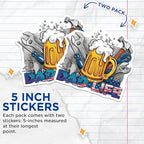 (2 Pack) Dad Life Stickers - Mechanic Tools Beer Mug - 5" On Longest Side - Sticks to Smooth Flat Surfaces - Made in USA - BMCS8647 - BMCS8647