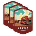 (3 Pack) Kansas Topeka Decals - Vintage Truck Art - Cityscape Travel Decals - 3 Inches On Longest Side - Easy Peel & Apply - Made in USA - 3MCS0357