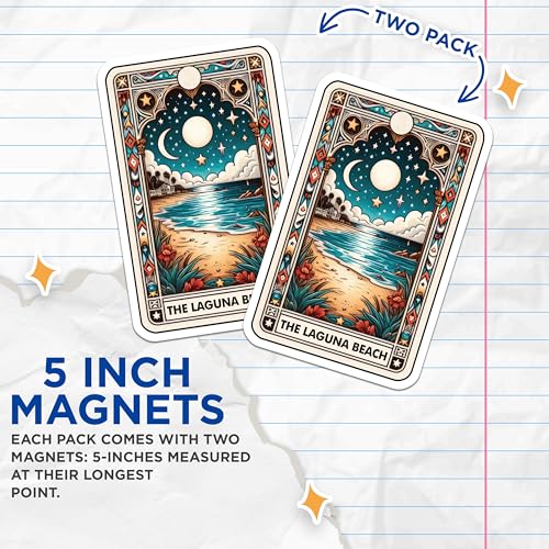 (2 Pack) Coastal Decor Magnet - Beach House Decoration - Ocean View Art - 5" On Longest Side - Sticks to Smooth Flat Surfaces - Made in USA - MAG10312