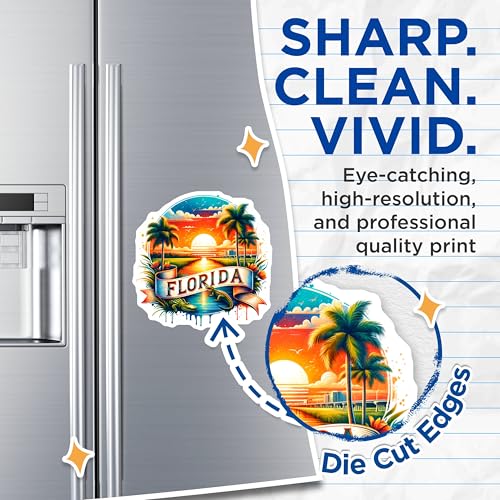 (2 Pack) Florida Sunshine State Magnets - Beach Sunset - Palm Tree Decor - 5" On Longest Side - for Cars, Fridges, Toolboxes - Made in USA - MAG6738