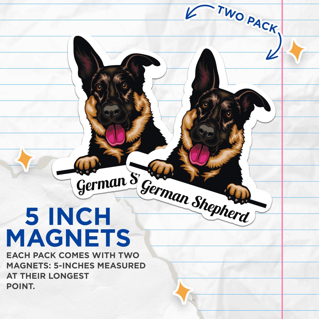 (2 Pack) German Shepherd Magnets - Dog Lover - Cute Pet Magnets - 5" On Longest Side - for Cars, Fridges, Toolboxes - Made in USA - MAG4215