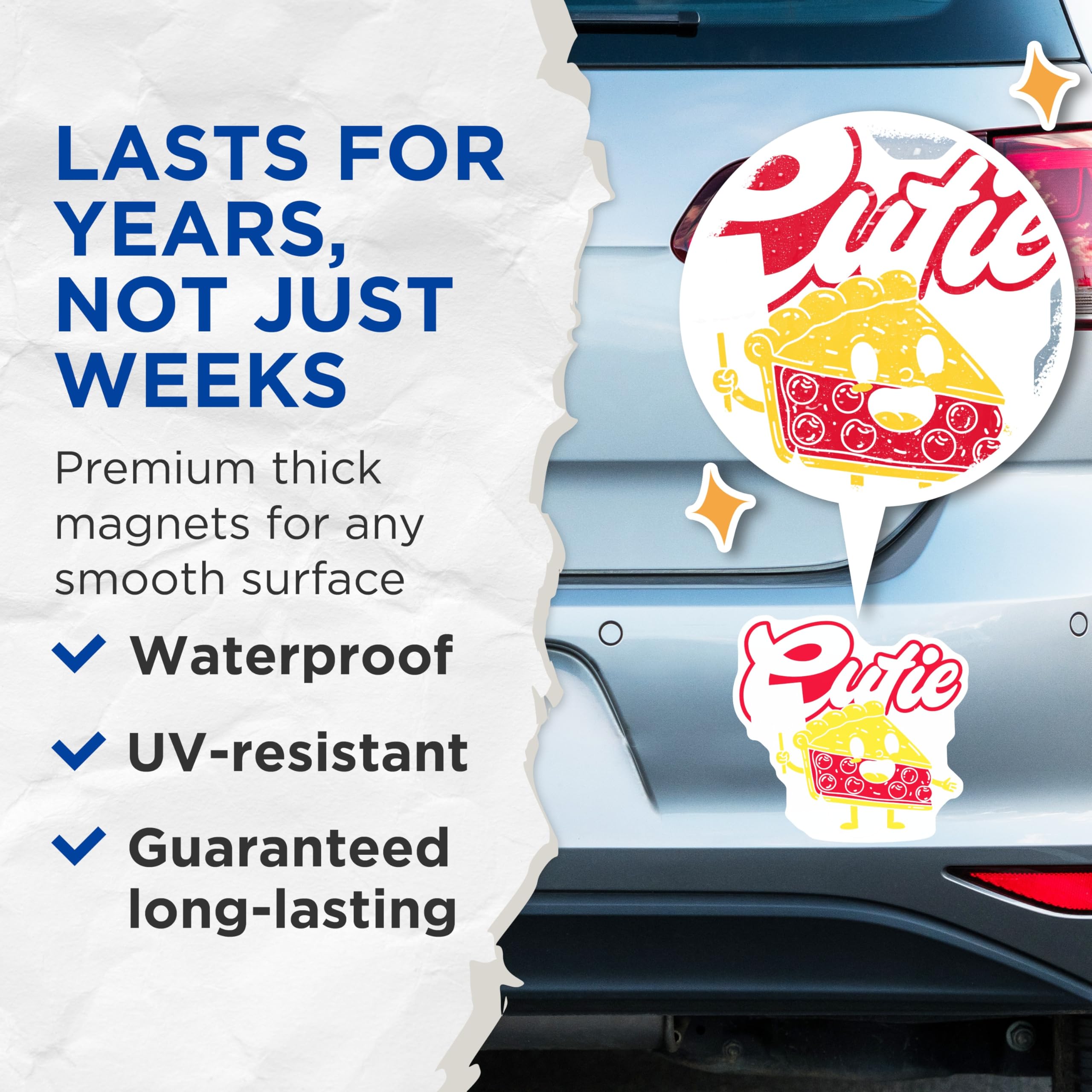 (2 Pack) Cherry Pie Magnets - Cartoon Pie Slice - Kawaii Food Magnet - 5" On Longest Side - Premium Magnet - for Cars, Refrigerators, Toolboxes, Lockers - Made in USA - MAG16906
