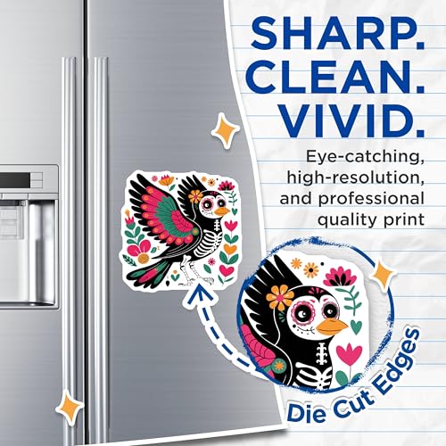 (2 Pack) Mexican Folk Art Decor Magnet - Sugar Skull Theme - Dia de Los Muertos Bird Decor - 5" On Longest Side - Sticks to Smooth Flat Surfaces - Made in USA - MAG9455