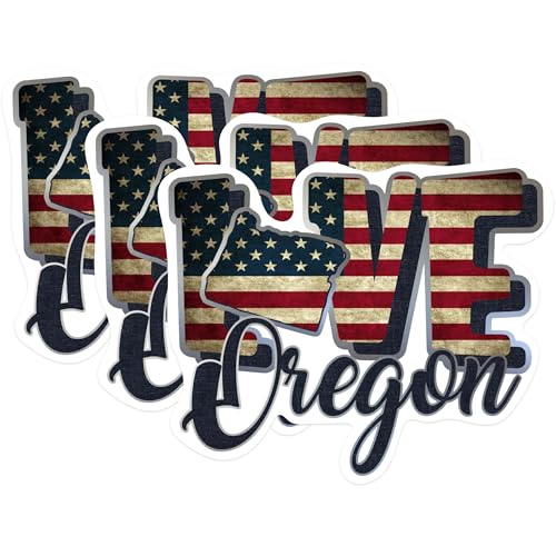 (3 Pack) Oregon Love Decals - American Flag Oregon - Laptop Decal - 3 Inches On Longest Side - Easy Peel & Apply - Made in USA - 3MCS0328