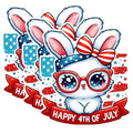 (3 Pack) 4th of July Bunny Decals - Patriotic Rabbit Stickers - Independence Day Decoration - 3 Inches On Longest Side - Easy Peel & Apply - Made in USA - 3MCS1531