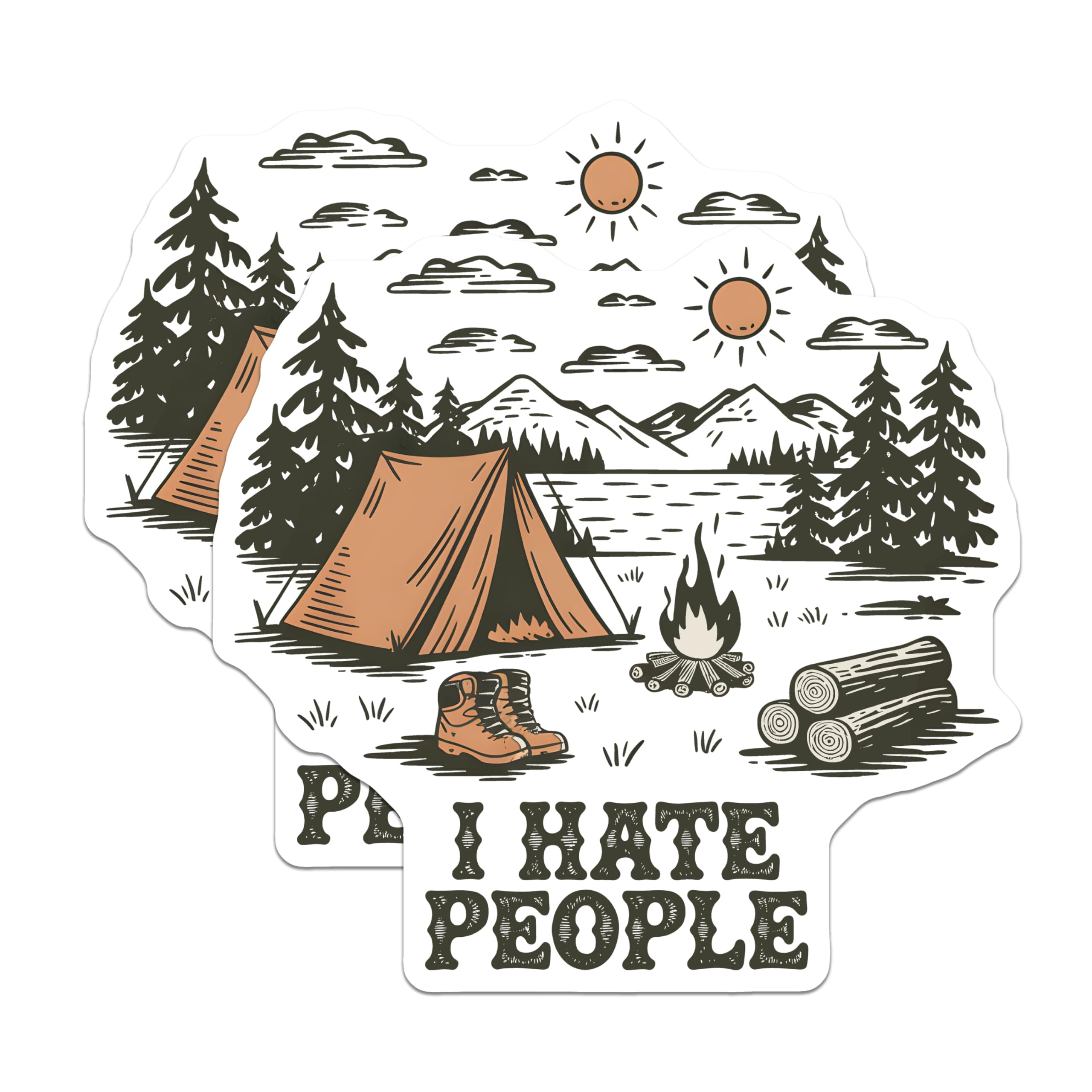 (2 Pack) Camping Scene Magnets - Introvert Quote - Anti Social Refrigerator Magnets - 5" On Longest Side - Premium Magnet - for Cars, Refrigerators, Toolboxes, Lockers - Made in USA - MAG17703