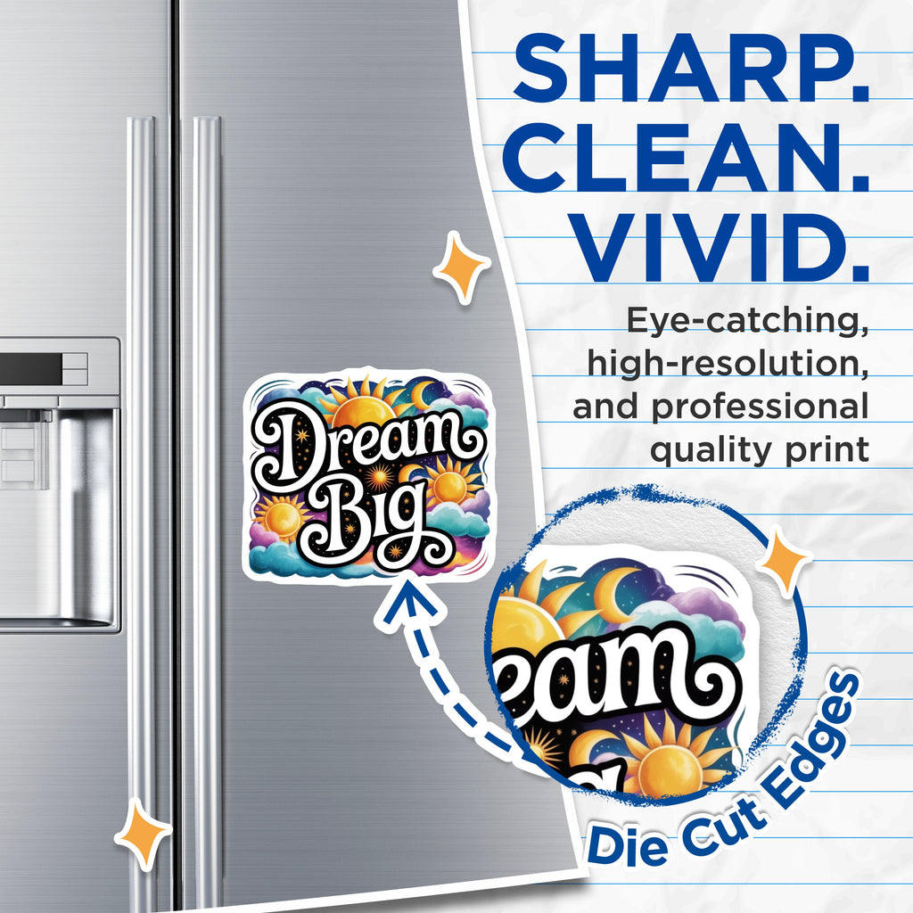 (2 Pack) Dream Big Inspirational Magnets - Celestial Decor - Motivational Quote Affirmation Students - 5 Inches On Longest Side - Thick Durable Magnet - Made in USA - MAG37959