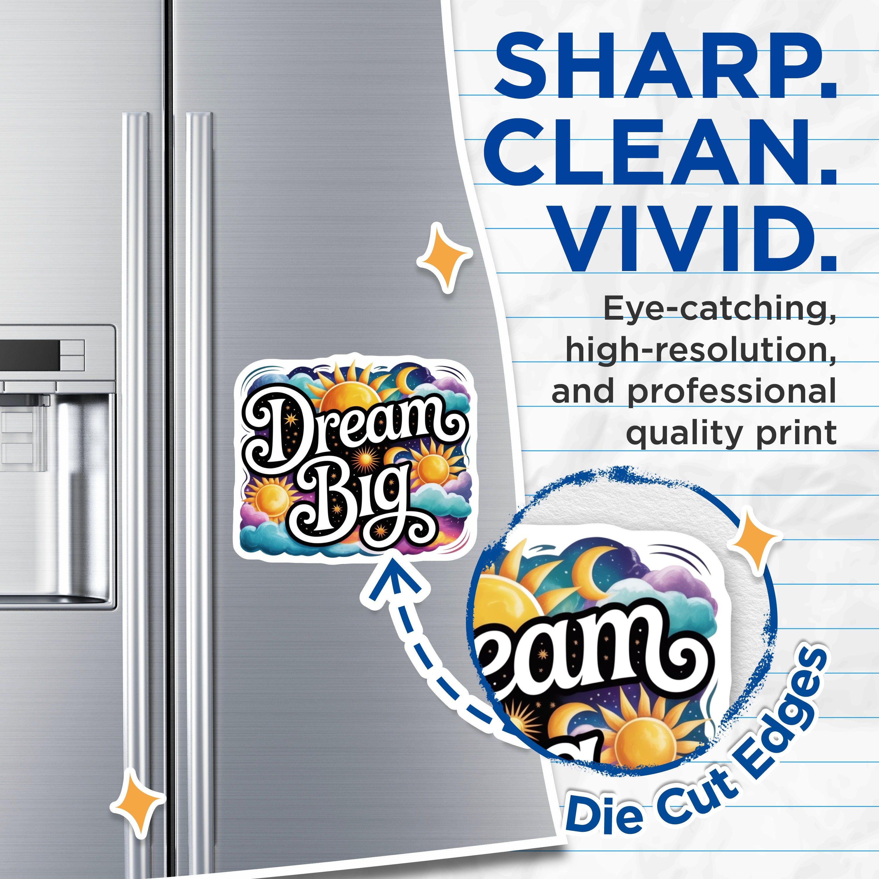 (2 Pack) Dream Big Inspirational Magnets - Celestial Decor - Motivational Quote Affirmation Students - 5 Inches On Longest Side - Thick Durable Magnet - Made in USA - MAG37959