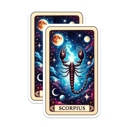 (2 Pack) Scorpius Zodiac Stickers - Astrology Stickers - Celestial Stickers - 5" On Longest Side - Sticks to Smooth Flat Surfaces - Made in USA - BMCS5297