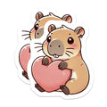 (2 Pack) Cute Capybara Heart Magnets - Kawaii Animal Love Decor - Sweet Refrigerator Accents - 5 Inches On Longest Side - Thick Durable Magnet - Made in USA - MAG38003