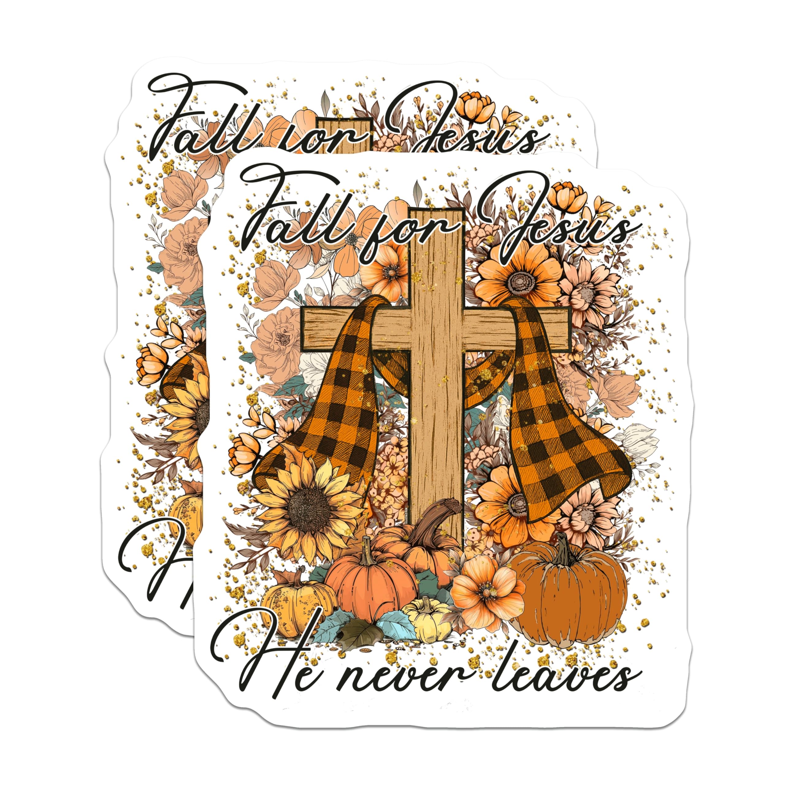 (2 Pack) Fall for Jesus Magnets - Christian Autumn Cross - Religious Farmhouse Decor - 5 Inches On Longest Side - Thick Durable Magnet - Made in USA - MAG26445