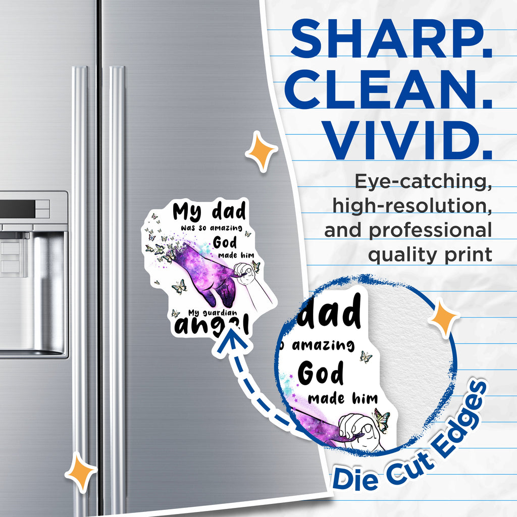 (2 Pack) Dad Guardian Angel Magnets - Father Memorial Tribute - Celestial Remembrance - in Loving Memory - 5 Inches On Longest Side - Thick Durable Magnet - Made in USA - MAG39405