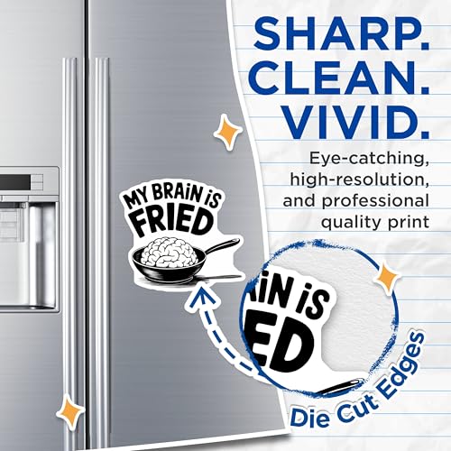 (2 Pack) My Brain is Fried Magnets - Funny Work Stress - Home Office Decor - Humorous Kitchen Decoration - 5" On Longest Side - for Cars, Fridges, Toolboxes - Made in USA - MAG7624