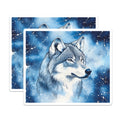 (2 Pack) Celestial Wolf Magnets - Starry Night Animal Art - Watercolor Wildlife Decor - 5 Inches On Longest Side - Thick Durable Magnet - Made in USA - MAG36896