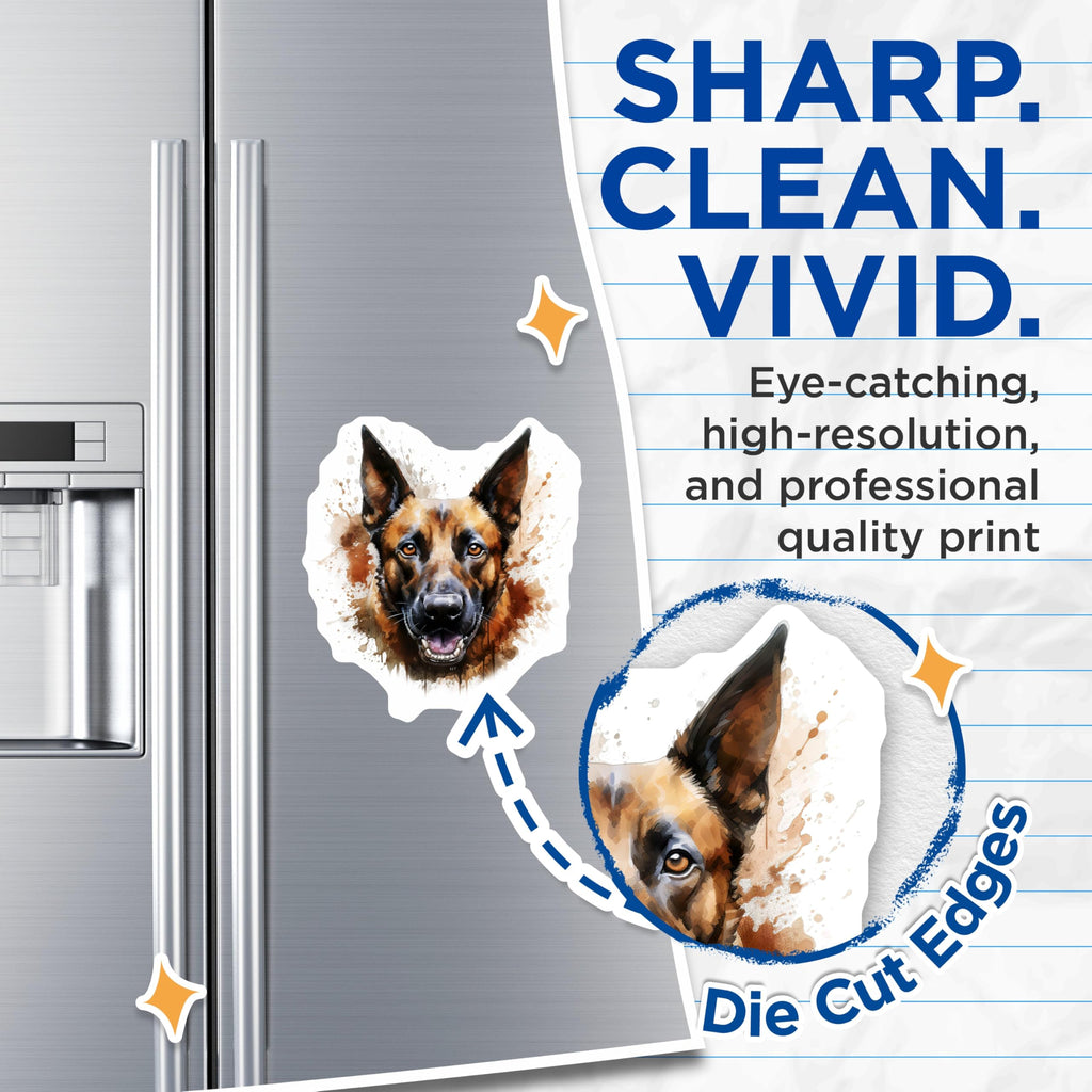 (2 Pack) German Shepherd Magnets - Watercolor Dog Art - Dog Lover Decor - 5 Inches On Longest Side - Thick Durable Magnet - Made in USA - MAG27180