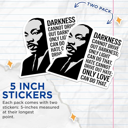 (2 Pack) Light Overcomes Darkness Stickers - Inspirational Message - Motivational Quotes Stickers - 5" On Longest Side - Sticks to Smooth Flat Surfaces - Made in USA - BMCS3758
