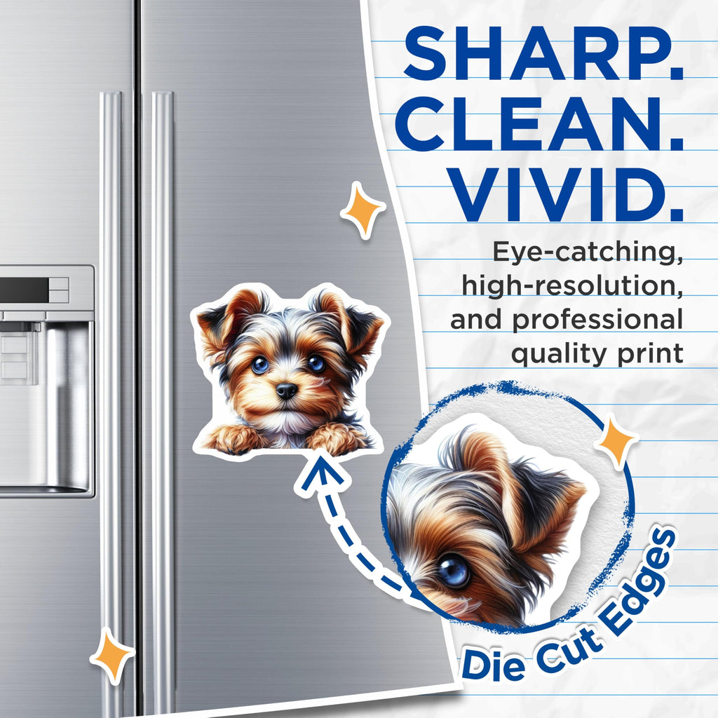 (2 Pack) Yorkie Puppy Dog Magnets - Cute Yorkie Art - Yorkshire Terrier Fridge Decor - 5" On Longest Side - Premium Magnet - for Cars, Refrigerators, Toolboxes, Lockers - Made in USA - MAG16261