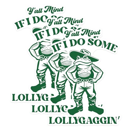 (3 Pack) Lollygaggin Decals - Funny Frog Laptop - Southern Saying Sticker - 3 Inches On Longest Side - Easy Peel & Apply - Made in USA - 3MCS1415