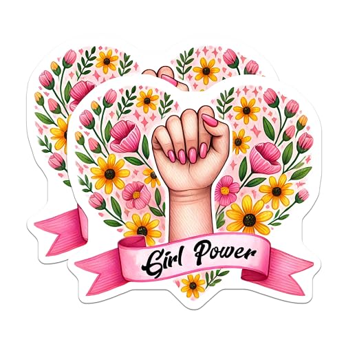 (2 Pack) Girl Power Magnets Magnets - Flower Design - Feminist Art - 5" On Longest Side - Made in USA - Sticks to Refrigerators & Metal Surfaces - MAG8351