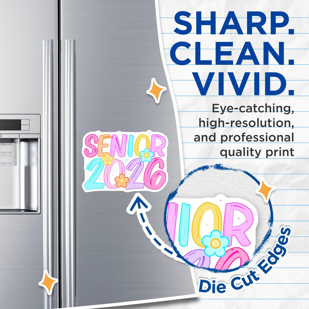 (2 Pack) Senior 2026 Magnets - Graduation Year Decor - Class of 2026 Celebration- 5" On Longest Side - Sticks to Smooth Flat Surfaces - Made in USA - MAG11636
