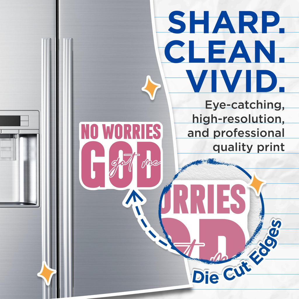 (2 Pack) Christian Inspirational Magnets - No Worries God Got Me Scriptural Message - Faith Based Spiritual Affirmation Decor - 5 Inches On Longest Side - Thick Durable Magnet - Made in USA - MAG24412