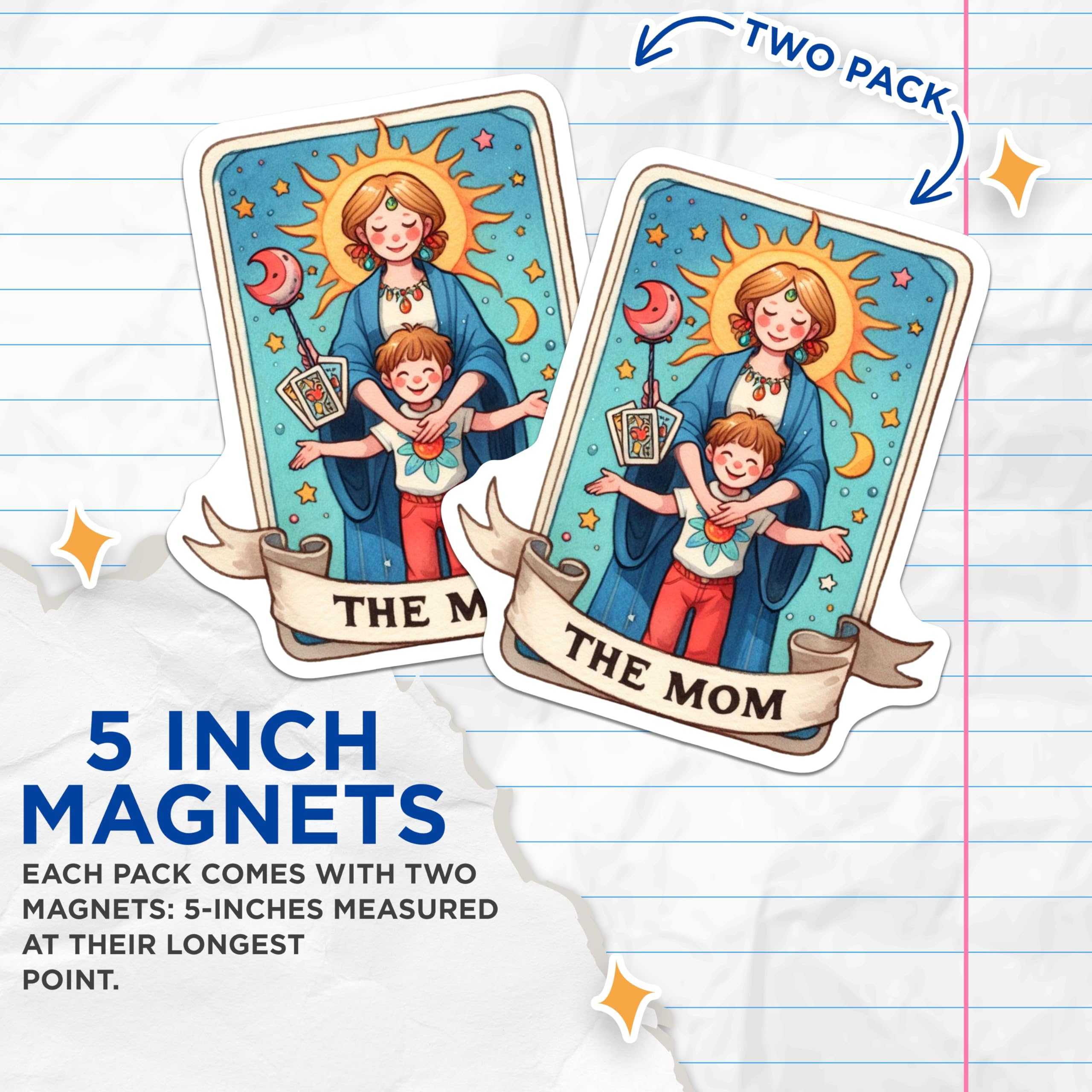 (2 Pack) The Mom Tarot Card Magnets - Mystical Motherhood Celestial Art - Nurturing Mama Figure Decor - 5 Inches On Longest Side - Thick Durable Magnet - Made in USA - MAG22163