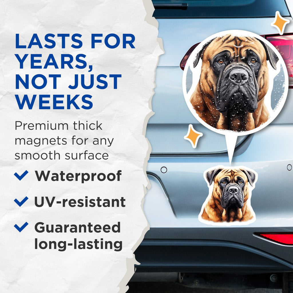 (2 Pack) Bullmastiff Magnets - Dog Breed Art - Pet Owner Decor - 5 Inches On Longest Side - Thick Durable Magnet - Made in USA - MAG29323