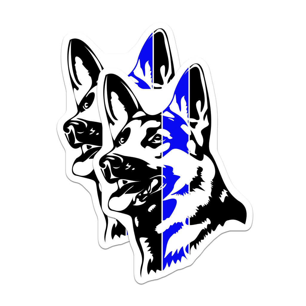 (2 Pack) German Shepherd Thin Blue Line Magnets - Police K9 Dog Decal - Law Enforcement Support Car Decor - 5 Inches On Longest Side - Thick Durable Magnet - Made in USA - MAG20613