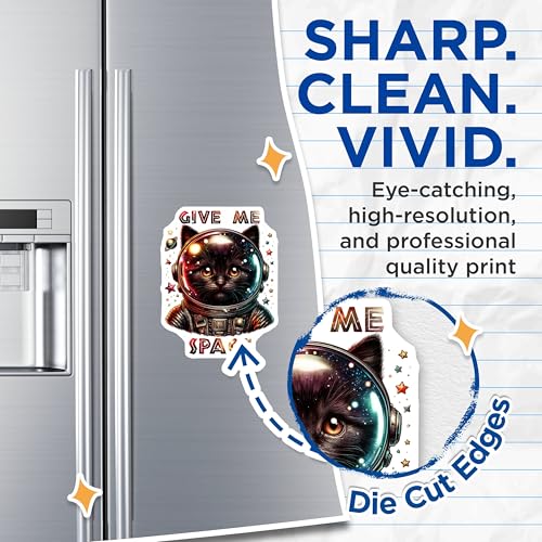 (2 Pack) Give Me Space Cat Magnets - Cute Space Cat Kitchen - Fridge Magnets - Cat Lover Art - Space-Themed Magnets - 5" On Longest Side - for Cars, Fridges, Toolboxes - Made in USA - MAG4602