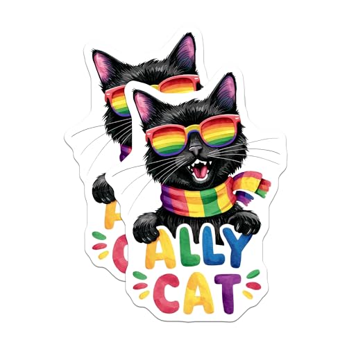 (2 Pack) Black Cat Decor Magnet - 5" On Longest Side - Sticks to Smooth Flat Surfaces - Made in USA - MAG9542