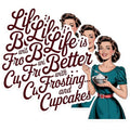 (3 Pack) Cupcake Frosting Decals - Retro Woman Sticker - Dessert Laptop Decal - 3 Inches On Longest Side - Easy Peel & Apply - Made in USA - 3MCS1729