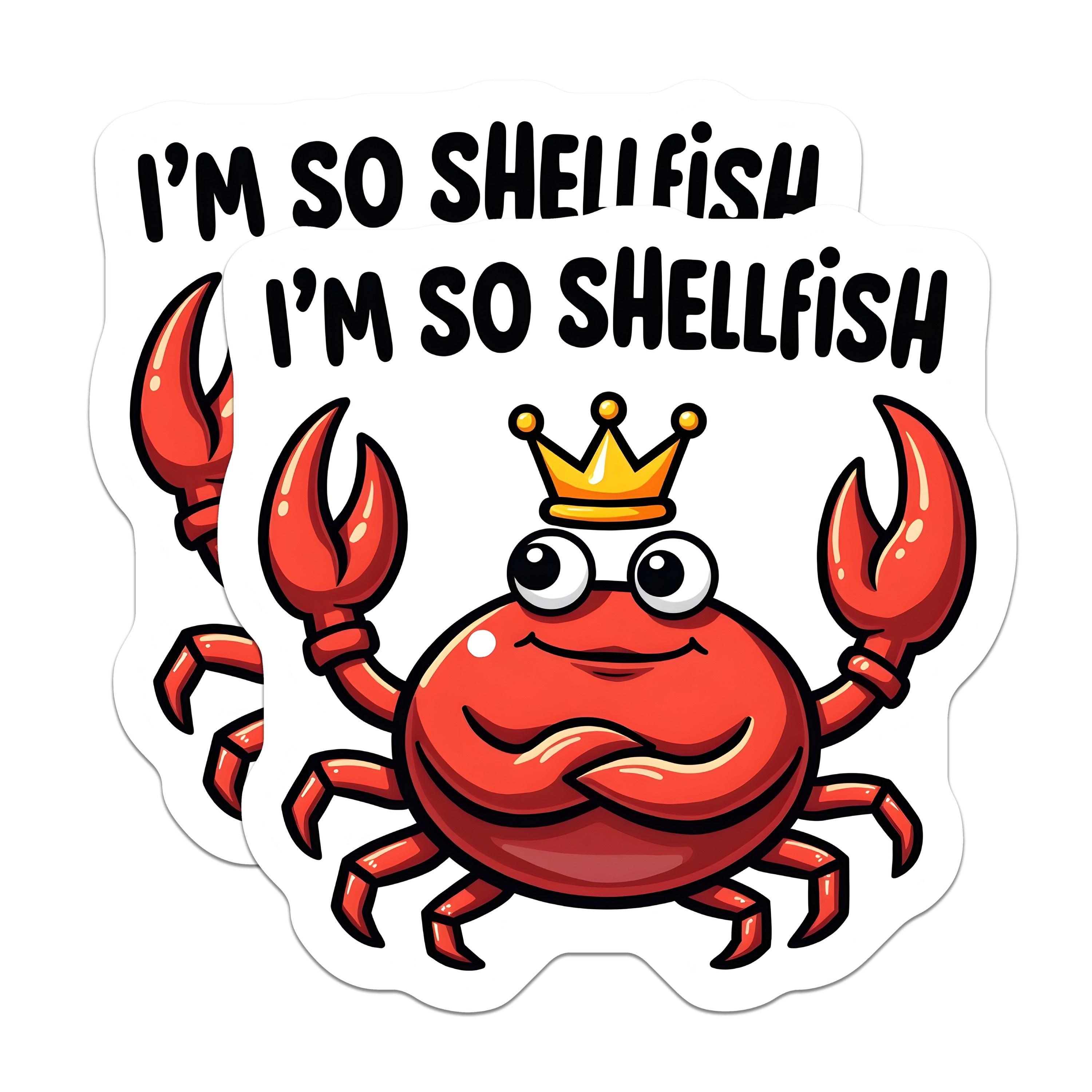 (2 Pack) Shellfish Crab Puns Magnets - Funny Ocean Animals - King Crab Fridge Decor - 5 Inches On Longest Side - Thick Durable Magnet - Made in USA - MAG38757