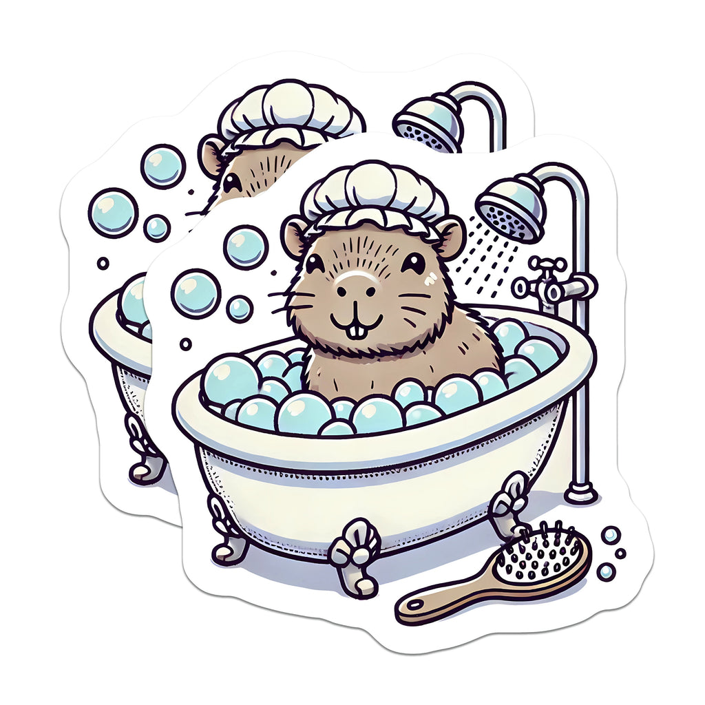 (2 Pack) Cute Capybara Magnets - Kawaii Bubble Bath Animal - Cozy Fridge Decor - Whimsical Locker Art - 5 Inches On Longest Side - Thick Durable Magnet - Made in USA - MAG38819