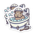 (2 Pack) Cute Capybara Magnets - Kawaii Bubble Bath Animal - Cozy Fridge Decor - Whimsical Locker Art - 5 Inches On Longest Side - Thick Durable Magnet - Made in USA - MAG38819