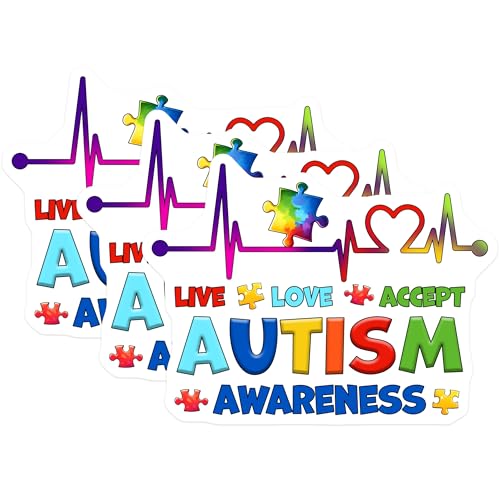(3 Pack) Autism Awareness Decals - Laptop Decal - Puzzle Piece Decals - 3 Inches On Longest Side - Easy Peel & Apply - Made in USA - 3MCS6881