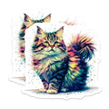 (2 Pack) Cute Cat Stickers - Colorful Kitten Stickers - Anime Cat Artwork Decal - 5" On Longest Side - Sticks to Any Smooth Flat Surface - Made in USA - BMCS3380