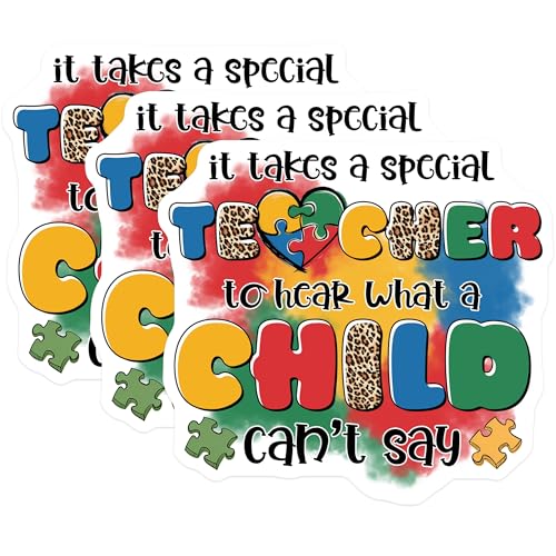 (3 Pack) Autism Teacher Decals - Special Education - Puzzle Piece - 3 Inches On Longest Side - Easy Peel & Apply - Made in USA - 3MCS8464