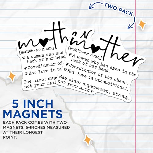 (2 Pack) Mother Definition Magnets - Inspirational Quote - Mother's Day Decor - 5" On Longest Side - for Cars, Fridges, Toolboxes - Made in USA - MAG7042
