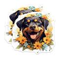 (2 Pack) Rottweiler Magnets - Floral Dog Art Decor - Happy Pet Lover Accessory - 5 Inches On Longest Side - Thick Durable Magnet - Made in USA - MAG25915