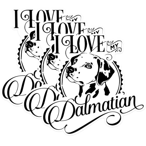 (3 Pack) Dalmatian Decals - I Love My Dog Decal - Laptop Dalmatian Decal - 3 Inches On Longest Side - Easy Peel & Apply - Made in USA - 3MCS1755